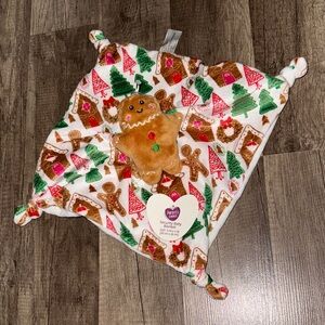 Gingerbread Security Blanket with Plush rattle Toy